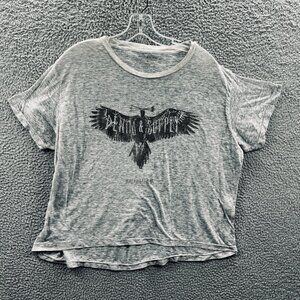 Denim Supply Ralph Lauren Womens Tee Shirt Large Gray Eagle Graphic Pullover Top